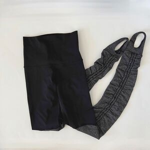 💛 LULULEMON Wunder Under Stirrup Herringbone Grey Black Leggings Womens Size 2